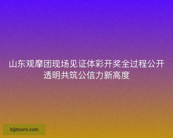 山东观摩团现场见证体彩开奖全过程公开透明共筑公信力新高度 山东观摩团现场见证体彩开奖全过程公开透明共筑公信力新高度