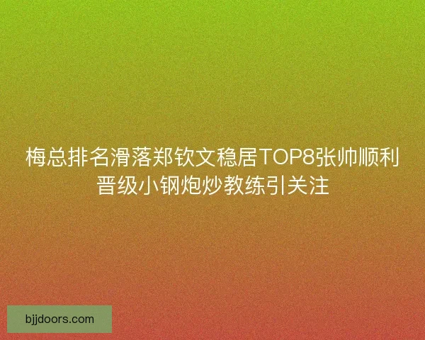 梅总排名滑落郑钦文稳居TOP8张帅顺利晋级小钢炮炒教练引关注 梅总排名滑落郑钦文稳居TOP8张帅顺利晋级小钢炮炒教练引关注